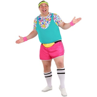 Halloweencostumes.com Plus Size Work It Out 80's Costume For Men : Target